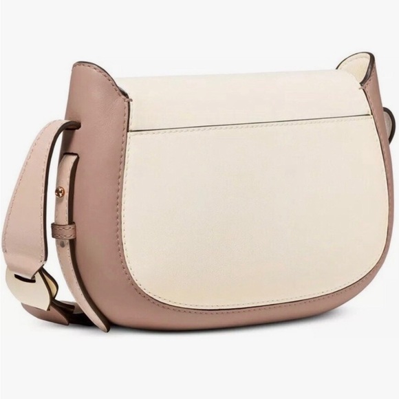 Michael Kors Jolene Cream and Blush Leather Saddle Crossbody with Braided Strap - Picture 3 of 8